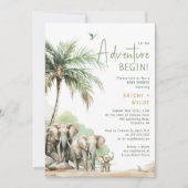 Oerwoud Safari Elephant Adventure Baby shower Kaart (Voorkant)