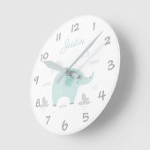 Oerwoud Safari Elephant Kinder/Nursery Wall Clock Ronde Klok (Hoek)