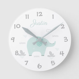 Oerwoud Safari Elephant Kinder/Nursery Wall Clock Ronde Klok
