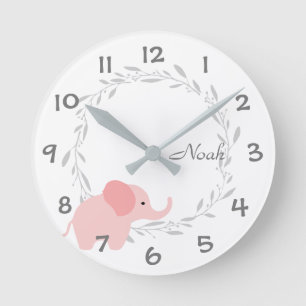 Oerwoud Safari Elephant Kinder/Nursery Wall Clock Ronde Klok