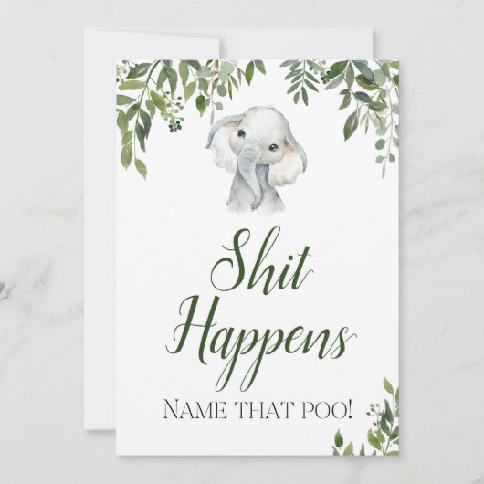 Oerwoud Safari Elephant Sweet Mess Sign Size 5x7" Kaart (Voorkant)