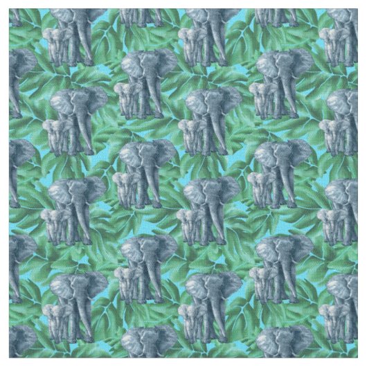 Oerwoud Safari Elephants Stof (Close Up)