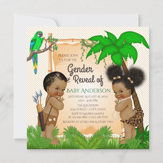 Oerwoud Safari Etnische Genderonthullingen Kaart (Voorkant)