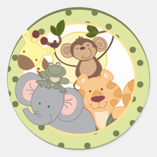 Oerwoud Safari Favor Stickers Decoratie (Voorkant)
