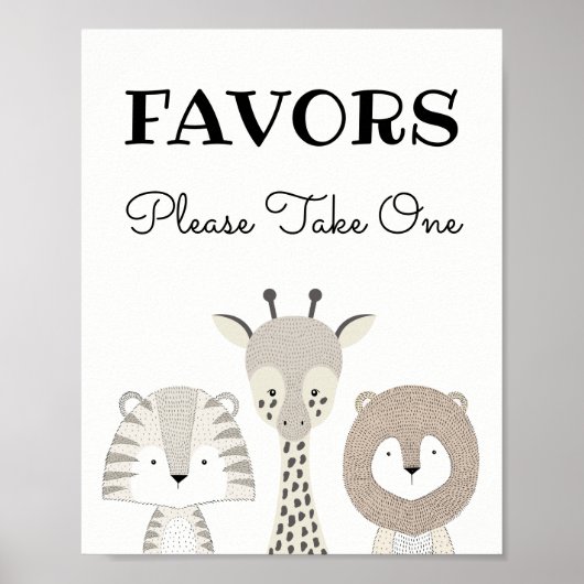 Oerwoud Safari Favors Baby Birthday Snoep Bar Poster (Voorkant)