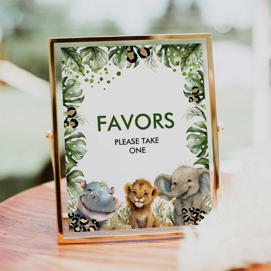 Oerwoud Safari Favors Party Sign Poster