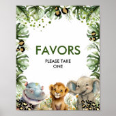 Oerwoud Safari Favors Party Sign Poster (Voorkant)