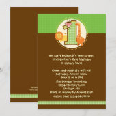 Oerwoud Safari First Birthday Invitation Kaart (Voorkant / Achterkant)