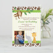 Oerwoud Safari Foto Birthday Invitation Kaart (Staand voorkant)