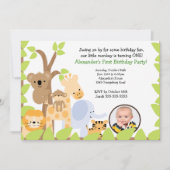 Oerwoud Safari Foto Birthday Invitation Kaart (Voorkant)