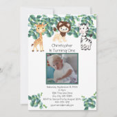 Oerwoud Safari Foto Jongens 1e Verjaardag Kaart (Voorkant)