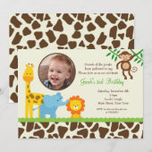 Oerwoud Safari Foto Verjaardagsuitnodiging Kaart (Voorkant / Achterkant)