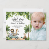 Oerwoud Safari Foto Wild Een 1e Verjaardagsfeest Kaart (Voorkant)