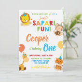 Oerwoud Safari Fun 1st Verjaardag Party Oerwoud An Kaart (Staand voorkant)