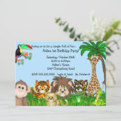 Oerwoud Safari Fun Birthay Party Kaart (Staand voorkant)