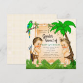 Oerwoud Safari Gender Reveal Baby shower Invitatio Kaart (Voorkant / Achterkant)