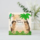 Oerwoud Safari Genderonthulling Uitnodigingen (Staand voorkant)