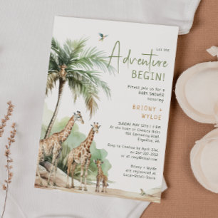 Oerwoud Safari Giraffe Adventure Baby shower Kaart