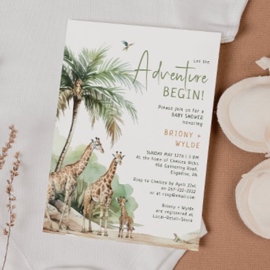 Oerwoud Safari Giraffe Adventure Baby shower Kaart