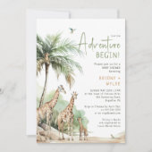 Oerwoud Safari Giraffe Adventure Baby shower Kaart (Voorkant)