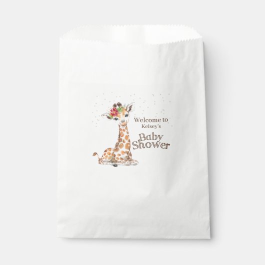 Oerwoud Safari Giraffe Baby shower Bedankzakje (Voorkant)