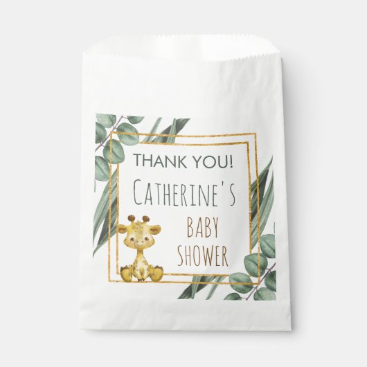 Oerwoud Safari Giraffe Baby shower Dank u Bedankzakje (Voorkant)