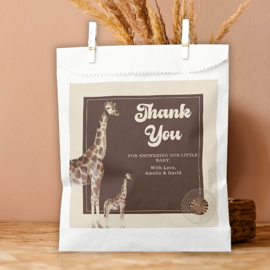 Oerwoud Safari Giraffe Baby shower Dank u Bedankzakje