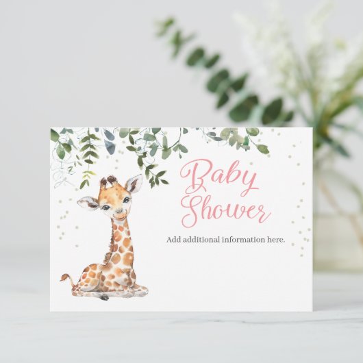 Oerwoud Safari Giraffe Baby shower Enclosure Kaart (Staand voorkant)
