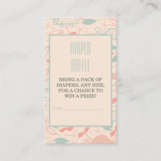 Oerwoud Safari Giraffe Baby shower Luier Raffle Informatiekaartje (Voorkant)