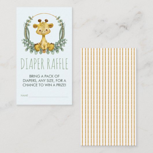 Oerwoud Safari Giraffe Baby shower Luier Raffle Informatiekaartje (Voorkant / Achterkant)