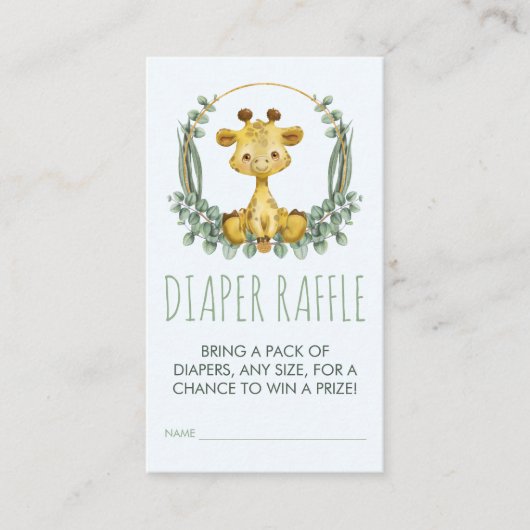 Oerwoud Safari Giraffe Baby shower Luier Raffle Informatiekaartje (Voorkant)