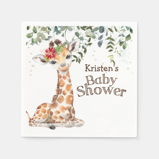 Oerwoud Safari Giraffe Baby shower Servet (Voorkant)
