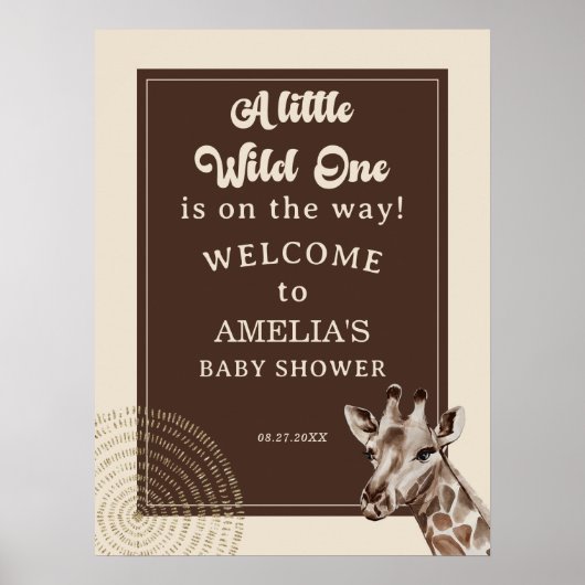 Oerwoud Safari Giraffe Baby shower Welkom Poster