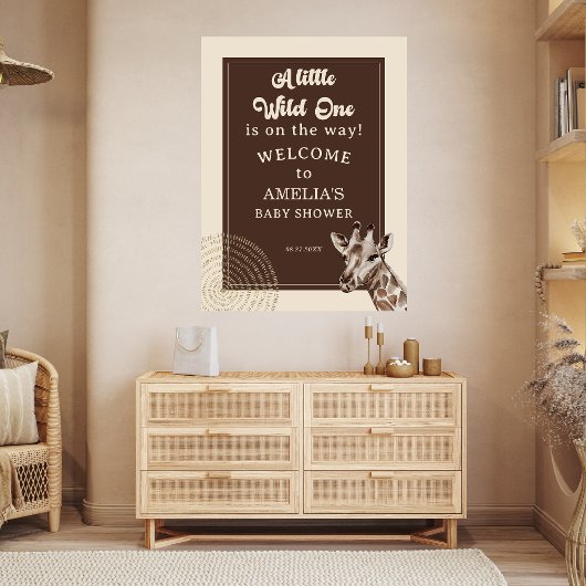 Oerwoud Safari Giraffe Baby shower Welkom Poster