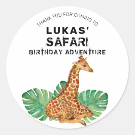 Oerwoud Safari Giraffe Birthday Hartelijk dank Ronde Sticker