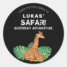 Oerwoud Safari Giraffe Birthday Hartelijk dank Ronde Sticker