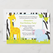Oerwoud Safari Giraffe Birthday Party Invitation Kaart (Voorkant)