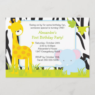 Oerwoud Safari Giraffe Birthday Party Invitation Kaart