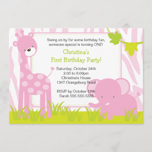 Oerwoud Safari Giraffe Birthday Party Invitation Kaart