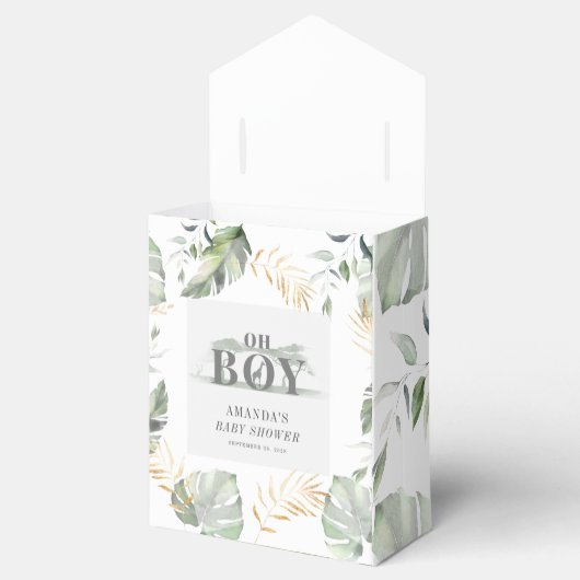 Oerwoud Safari Giraffe Botanisch Baby shower Bedankdoosjes (Geopend)