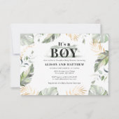 Oerwoud Safari Giraffe Boy Baby shower Notitiekaartje (Voorkant)