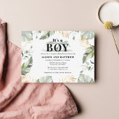 Oerwoud Safari Giraffe Boy Baby shower Notitiekaartje