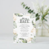 Oerwoud Safari Giraffe Couples Baby Boy Shower Uitnodiging Briefkaart (Staand voorkant)