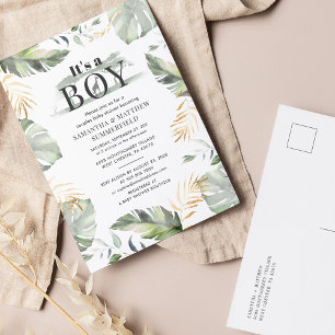 Oerwoud Safari Giraffe Couples Baby Boy Shower Uitnodiging Briefkaart