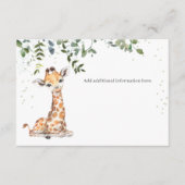 Oerwoud Safari Giraffe Eucalyptus Baby shower Informatiekaartje (Voorkant)