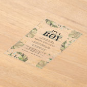 Oerwoud Safari Giraffe Palms Leaves Baby shower Acryl Uitnodigingen (Laagn)