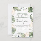 Oerwoud Safari Giraffe Palms Leaves Baby shower Bedankkaart (Voorkant)