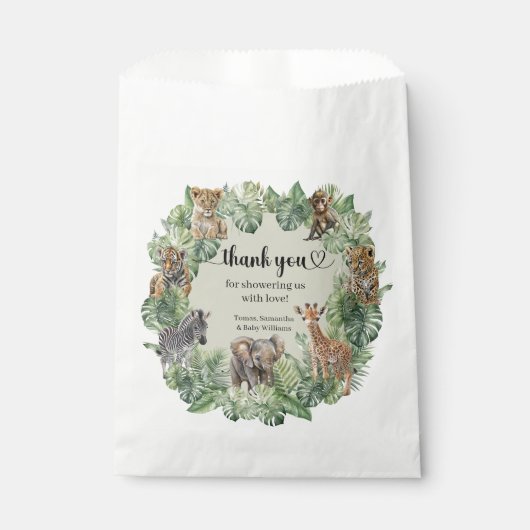 Oerwoud Safari Giraffe Palms Leaves Baby shower Bedankzakje (Voorkant)