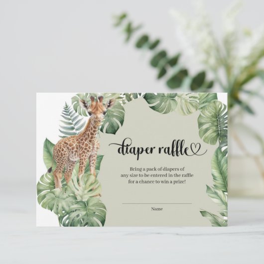 Oerwoud Safari Giraffe Palms Leaves Baby shower Informatiekaartje (Staand voorkant)