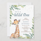 Oerwoud Safari Giraffe Wild Een eerste verjaardag Kaart (Voorkant)